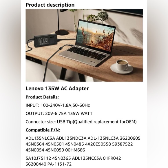 TSKYBEAR Laptop Charging Cord AC Power Adapter For Lenovo Like New - Picture 11 of 13